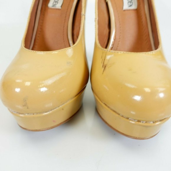 Steve Madden Shoes Leather 6 Sandals Slip On Platform Pump Beasst Yellow - Picture 7 of 13